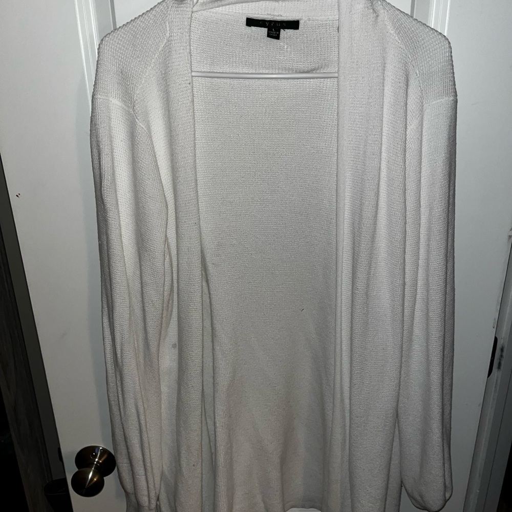 white cardigan